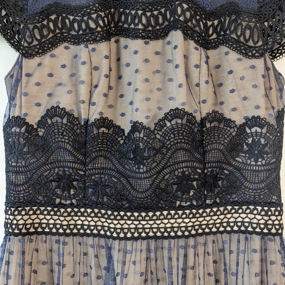 Chelsea28 Lace Midi Dress Navy Black Vintage Inspired Size Small - Picture 6 of 16